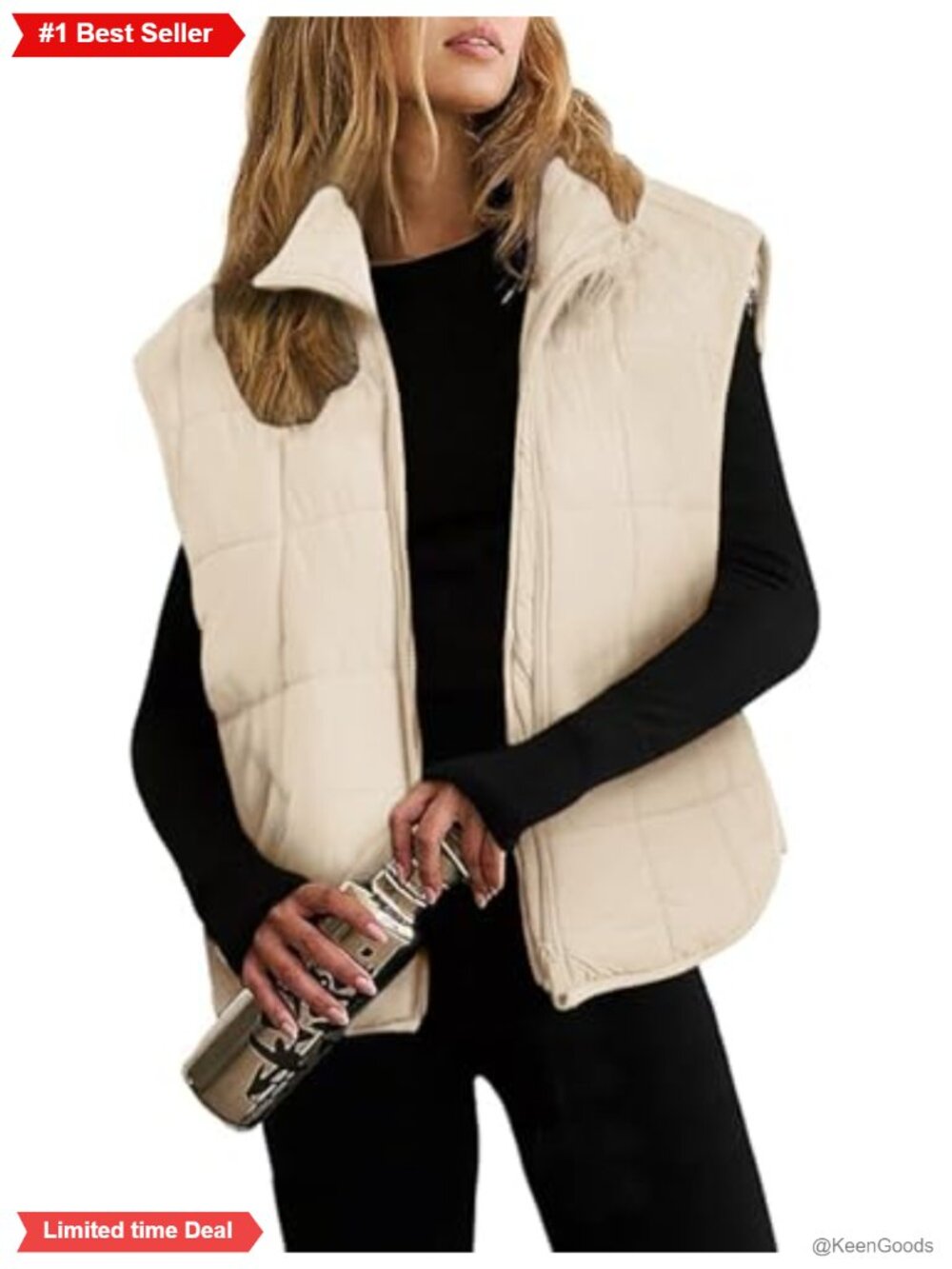 Women's Quilted Nylon Puffer Vest Zip Up Lightweight Padded Gilet